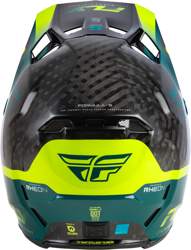 FLY RACING FORMULA S CARBON BYTE HELMET BLACK CARBON/TEAL/LIME