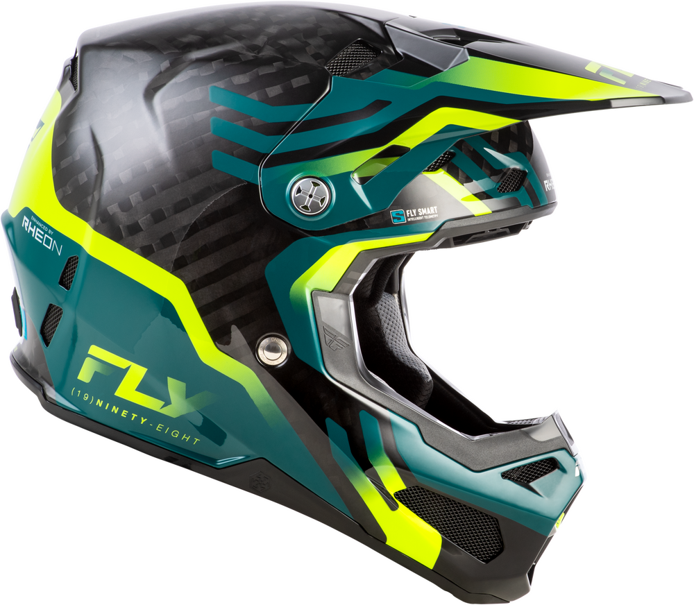 FLY RACING FORMULA S CARBON BYTE HELMET BLACK CARBON/TEAL/LIME