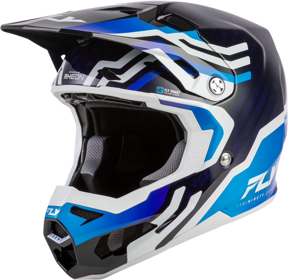 FLY RACING FORMULA S CARBON BYTE HELMET BLUE CARBON/BLUE/WHITE