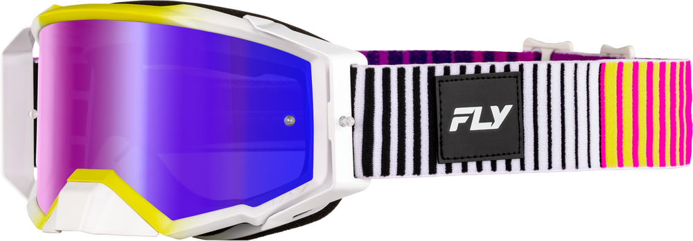 FLY RACING ZONE ELITE GOGGLE PNK/YEL/PUR W/ IRIDESCENT RED MIR/SMK LENS