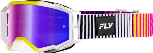 FLY RACING ZONE ELITE GOGGLE PNK/YEL/PUR W/ IRIDESCENT RED MIR/SMK LENS