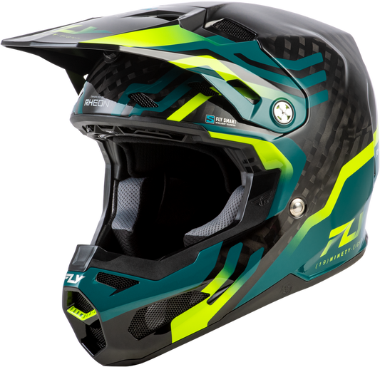 FLY RACING FORMULA S CARBON BYTE HELMET BLACK CARBON/TEAL/LIME