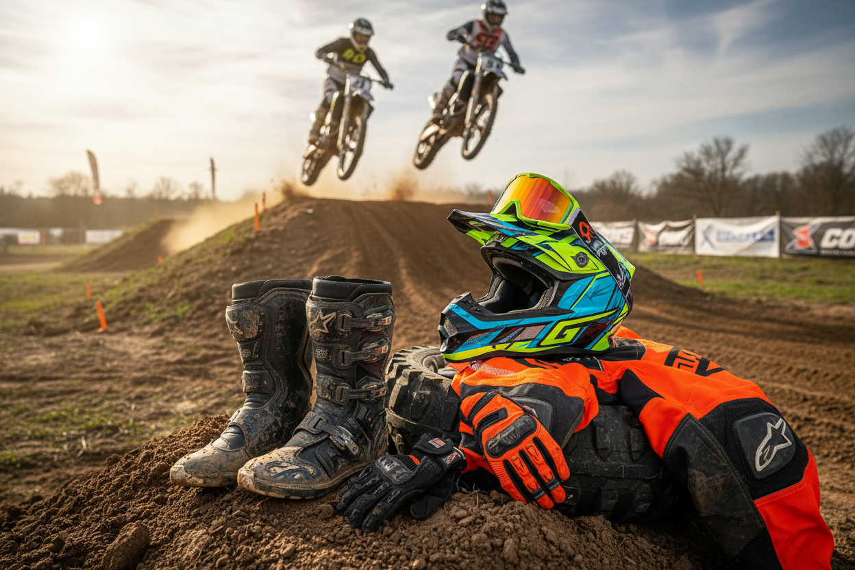 dirtbikes, helmet, boots, gear, goggles, gloves